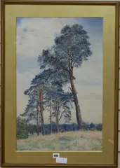 Pine trees by Charles A. Brindley, 1903, watercolour, sold Mar 2018