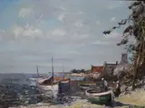 Coastal landscape by Joseph Wilhelm Becker, oil on canvas, sold Mar 2018