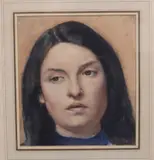 Head of a woman, label verso, 24 x 21cm by Frederick Brown, watercolour, sold Mar 2018