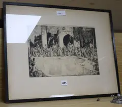 ....Bazaar by Charles William Cain, etching, sold Mar 2018