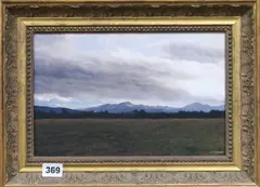 Evening Sky, Milford. NZ by Andrew Coates, oil on board, sold Mar 2018