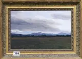 Evening Sky, Milford. NZ by Andrew Coates, oil on board, sold Mar 2018