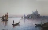 Moonlight, Venice, 14 x 22.5cm by James Walker Gozzard, watercolour, sold Mar 2018