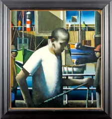 Harbour Ropes by Stephen Mangan, oil on canvas, sold Feb 2012