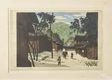 of a village scene by Kiyoshi Saitō, woodblock print, offered Nov 2015