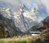 Untitled (Mountain Scene) by Herbert August Uerpmann, oil on canvas (unstretched), sold Mar 2023