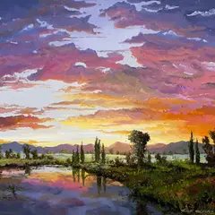 Peaceful Sunset by Thomas A. Dedecker, 2023, oil on panel, sold Mar 2023