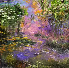 Pond Reflections by Thomas A. Dedecker, 2023, oil on panel, sold Mar 2023