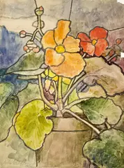 Untitled (Nasturtiums) by Louis Comfort Tiffany, 1921, watercolor on paper, sold Mar 2023