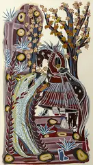 Untitled (Figures and Horse) by Narciso Abeyta, gouache on paper, sold Mar 2023