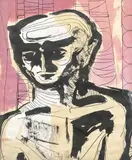 Untitled (Portrait of a Man) by Lowell Nesbitt, 1955, ink and gouache on paper, sold Apr 2023