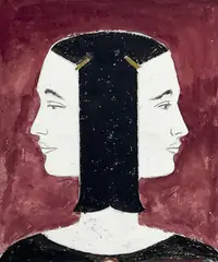 Looking Forward - Looking Back by Will Barnet, watercolor and graphite on handmade paper, sold Apr 2023