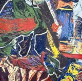 Untitled (Multicolored Composition) by Juan Carlos Lasser, oil on canvas (unstretched), sold Apr 2023