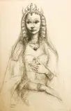 Vivien Leigh as Cleopatra by Clara Klinghoffer, c. 1950, charcoal on paper, sold May 2023