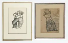 Study for 'The Peasant's Revolt' / Boy with Arms Around Mother's Neck by Käthe Kollwitz, lithograph, sold May 2023