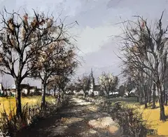 Country Path by Manuel Monton Bunuel, oil on canvas, sold May 2023