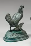 Coq sur un tertre by Jules Moigniez, Bronze à patine verte, sold Jun 2010