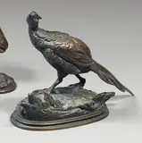 Coq faisan marchant by Edouard Delabriere, Bronze à patine brune, sold Jun 2010