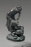 Jeune laitière vidant son seau by Émile Joseph Nestor Carlier, Bronze à patine brune, sold Jun 2010