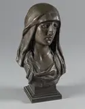 Buste de Vierge by Eugène Marioton, Épreuve en bronze à patine brune, sold Apr 2022