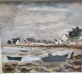 Vue de Saint Cado by Louis Aubree, Aquarelle, sold Apr 2022