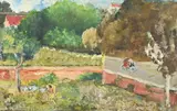Repos au jardin by Jean-Louis Boussingault, 1942, Gouache, sold Apr 2022