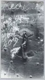 Heurtoir et graffitis by Theo Blanc, vers 1965, Tirage argentique d'époque, portant le cachet humide des photographes au verso, sold Apr 2022