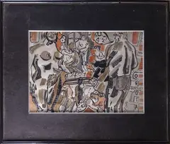 Orgia by Luco Espallergues, 1985, Technique mixte, encre (plume), aquarelle et gouache, sold Apr 2022