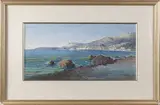 La baie de Menton by Bernard-Antoine Righetti, Aquarelle, sold Apr 2022