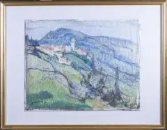Paysage vallonné by Louis Charrat, Pastel, sold Apr 2022