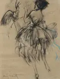 Femme au perroquet by Louis Icart, Lithographie de la série Dessins des Femmes, sold Jun 2019