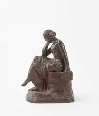Femme accoudée tenant un livre by Paul Silvestre, Epreuve d'édition en bronze à patine brune, sold Mar 2019