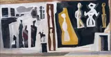 Figures et cavalier by Mario Sironi, vers 1930, Gouache sur carton, sold May 2011