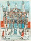 La cathédrale à Port-Au-Prince by Gervais Emmanuel Ducasse, Gouache sur papier, sold Feb 2011