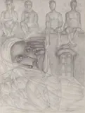 Composition by Rodolfo Morales, 1986, Crayon, sold Dec 2018