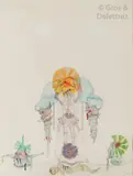 Composition by Jorge Camacho, 1986, Crayon de couleurs, sold Dec 2018