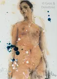Jeune fille nue by Philippe Pasqua, Pastel et encre, sold Dec 2018