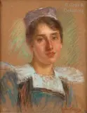 Portrait d’une jeune Bretonne by Victor Menard, Pastel, sold Dec 2018