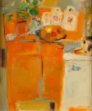 Nature morte à la nappe orange by Robert Delval, Toile, sold Dec 2018