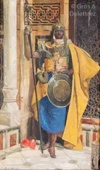 Le garde du Palais by Ludwig Deutsch, Aquarelle et gouache sur carton, sold Nov 2018