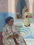L’attente dans le patio, Marrakech by Marguerite Barrière-Prévost, Gouache et aquarelle, sold Nov 2018
