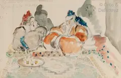 Le thé vert à la menthe by Mariette Lydis, Aquarelle sur traits de crayon, sold Nov 2018