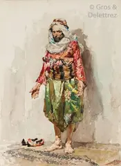 La prière by Attilio Simonetti, Aquarelle, sold Nov 2018