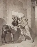A la fontaine by Alexandre Bida, Pastel et fusain rehaussé de gouache sur canson, sold Nov 2018
