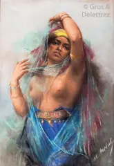 La beauté orientale by Alphons Leopold Mielich, Pastel, sold Nov 2018