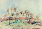 Verger à Amersfoort, 1914 An verso Esquisse des bergeries by Rik Wouters, Aquarelle sur papier, sold Nov 2011