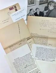 poète, écrivain, dramaturge, graphiste et cinéaste : 1) Tapuscrit dactylographié avec ratures et corrections autographes d’un texte intitulé « Métro de mon enfa by Georges Hugnet, Photographie originale en noir et blanc (17 x, sold Dec 2021