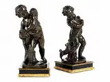 Mädchen mit Katze by Paar Bronzefiguren, bronze, offered Jul 2015