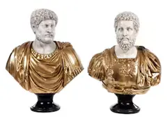 Kaiser Hadrian (76-138) by Paar Marmorbüsten, marble, sold Dec 2019