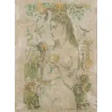 Eva im garten eden by Tsuguharo Léonard Foujita, 1959, color lithograph, sold Jun 2025